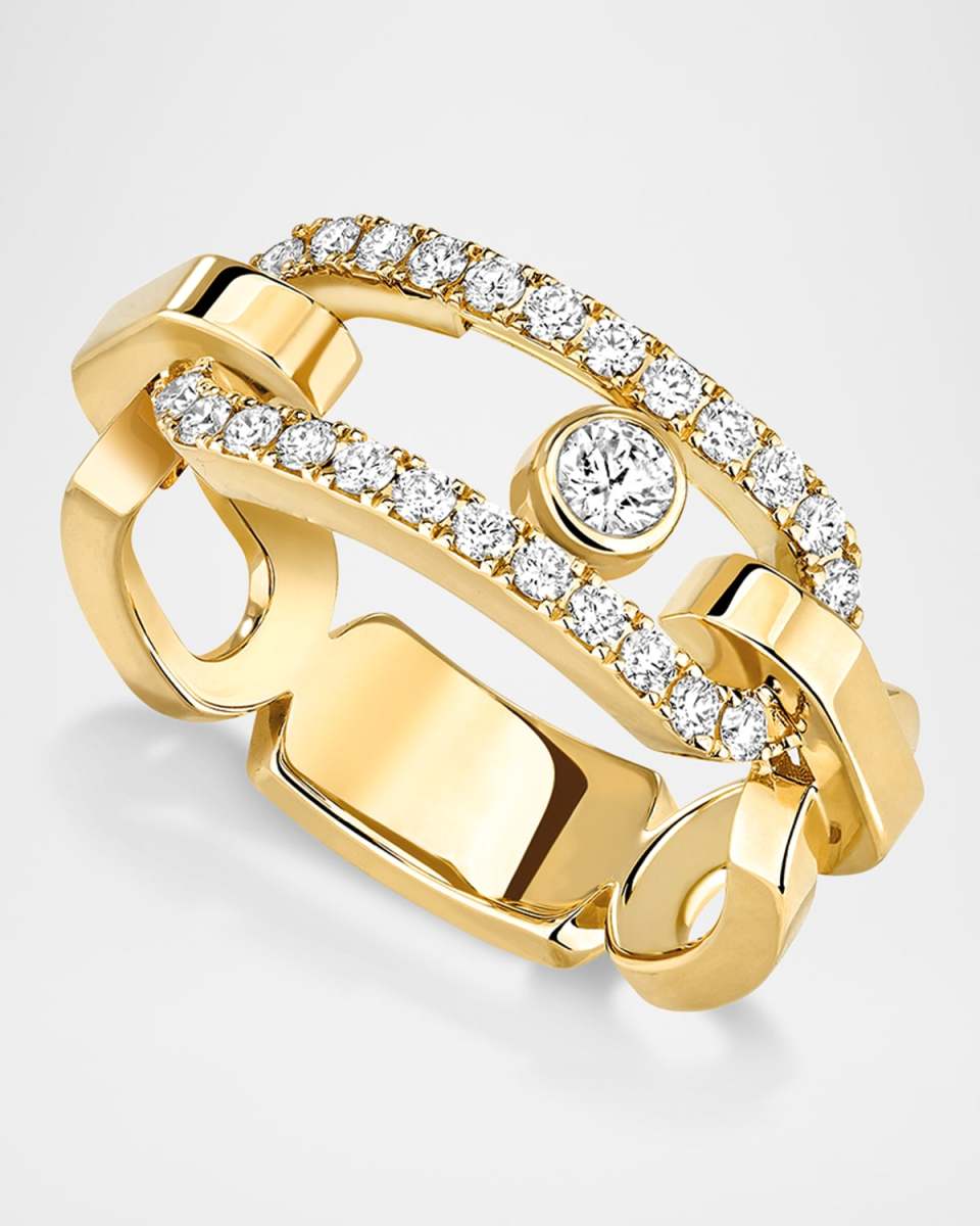 MOVE LINK 18K YELLOW GOLD DIAMOND RING